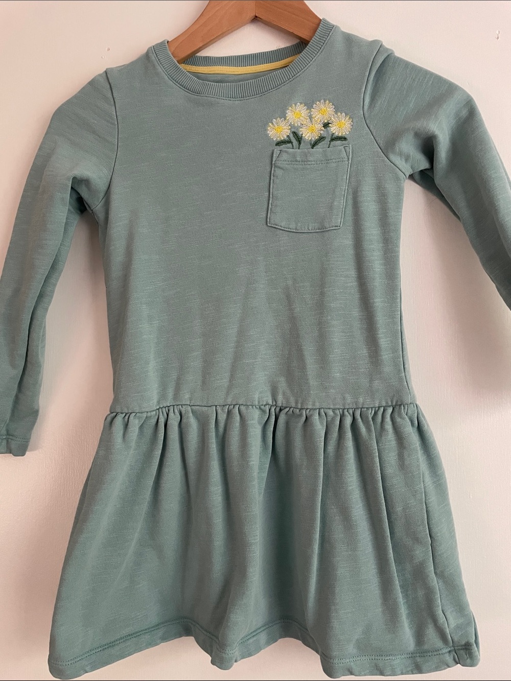 Mini Boden Sage Green Daisy Pocket Knit Dress